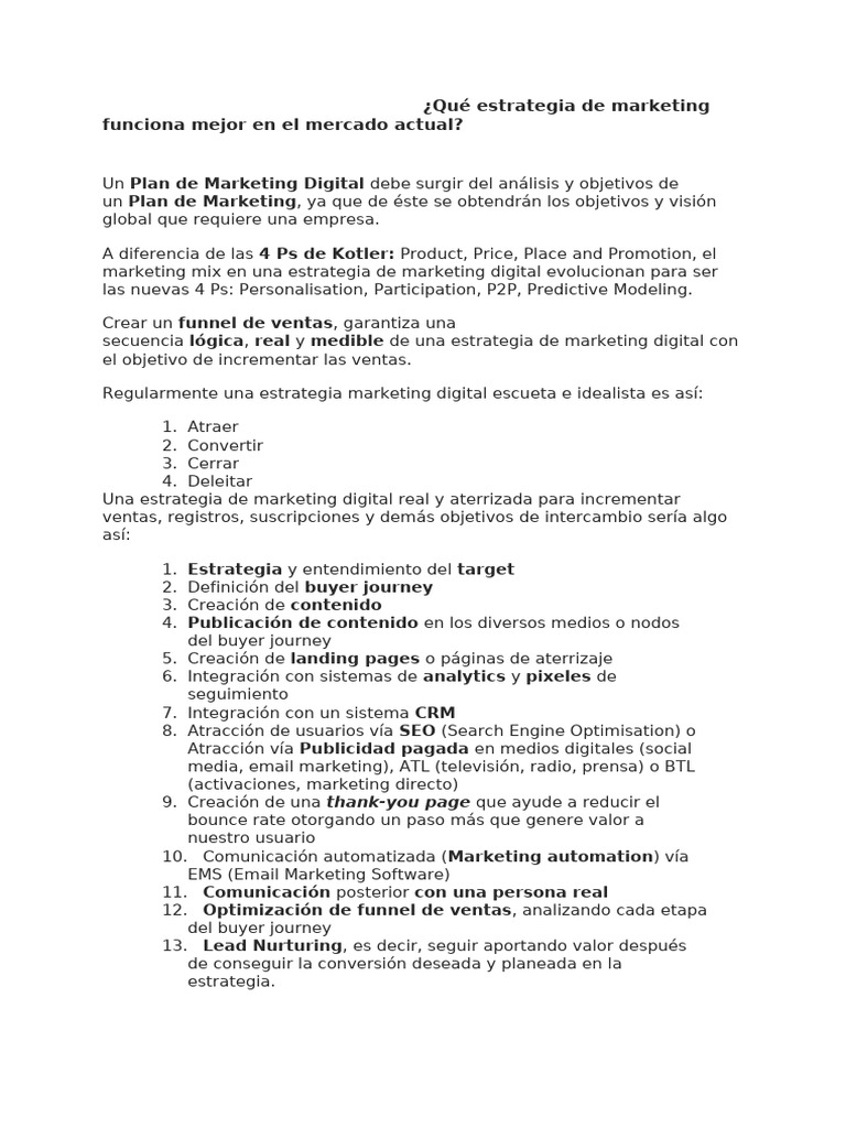 Qué Estrategia de Marketing Funciona Mejor en El Mercado Actual | PDF ...