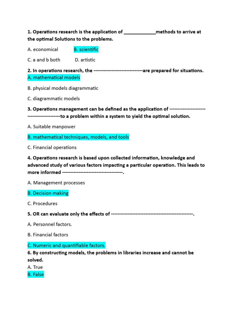 Operations Research Fundamentals | PDF | Operations Research | Linear ...