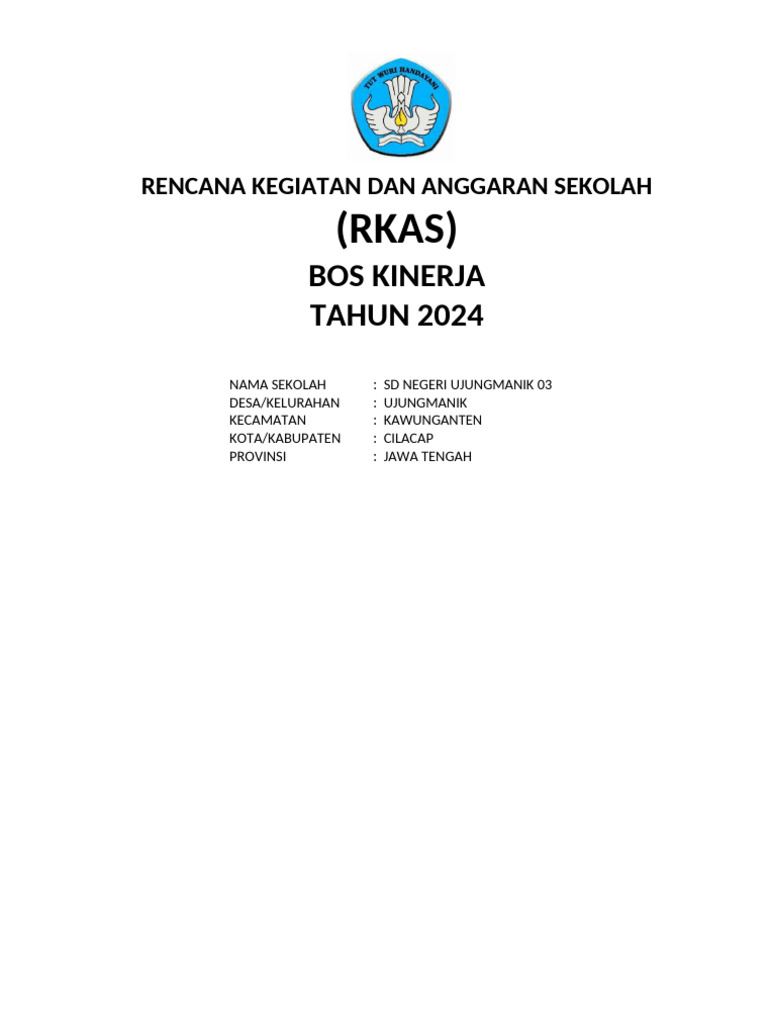 RKAS BOS Kinerja SD Ujungmanik 2024 | PDF