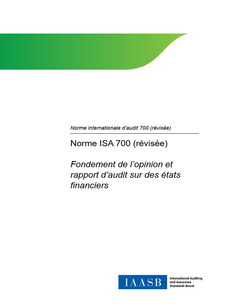 Isa-700 - (Révisée) FR 2023 | PDF | Normes internationales d ...