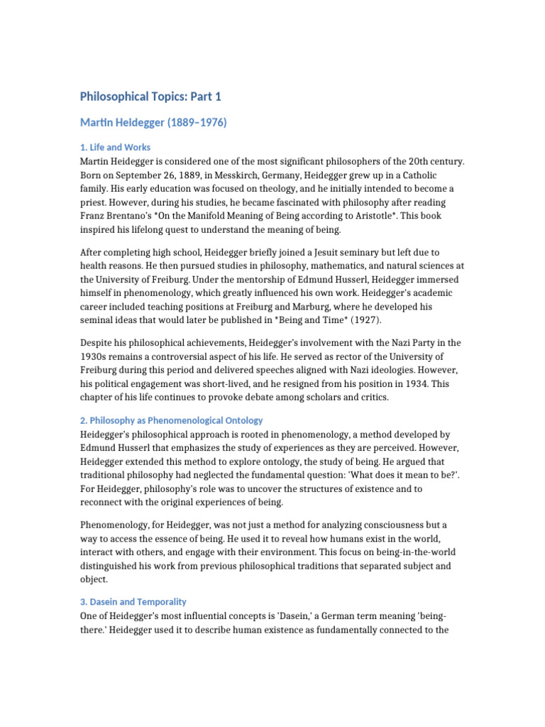 Philosophical_Topics_Part1 | PDF | Martin Heidegger | Being And Time