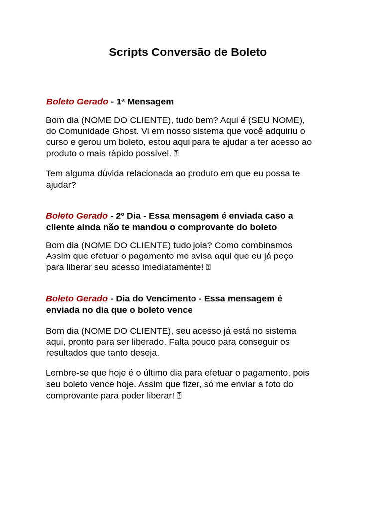 Scripts Conversão de boleto | PDF