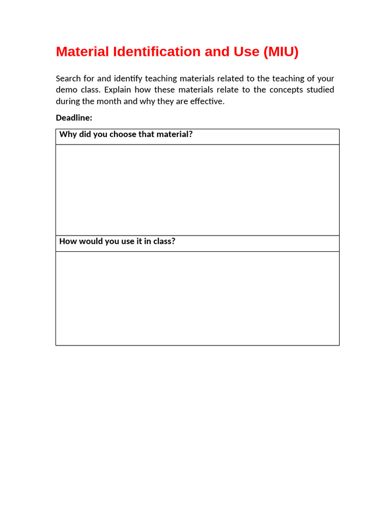 Material Identification and Use (MIU) MET3 | PDF