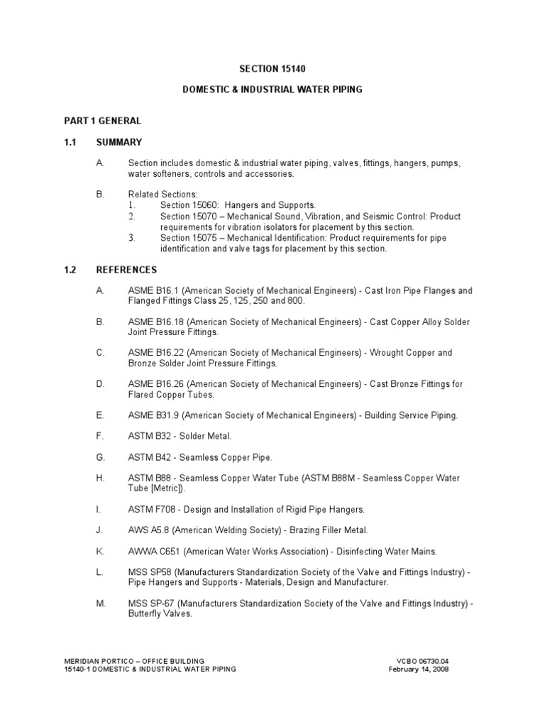 Domestic & Industrial Water Piping Guide | PDF | Pipe (Fluid Conveyance ...
