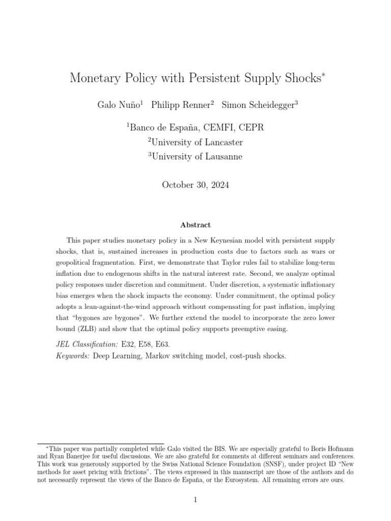 Monetary Policy and Supply Shocks Analysis | PDF | Inflation | Monetary ...