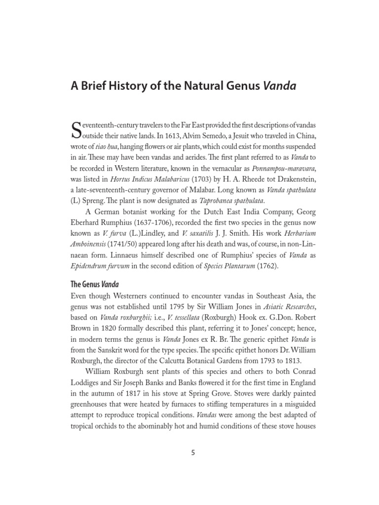 History of the Vanda Genus | PDF | Species | Horticulture