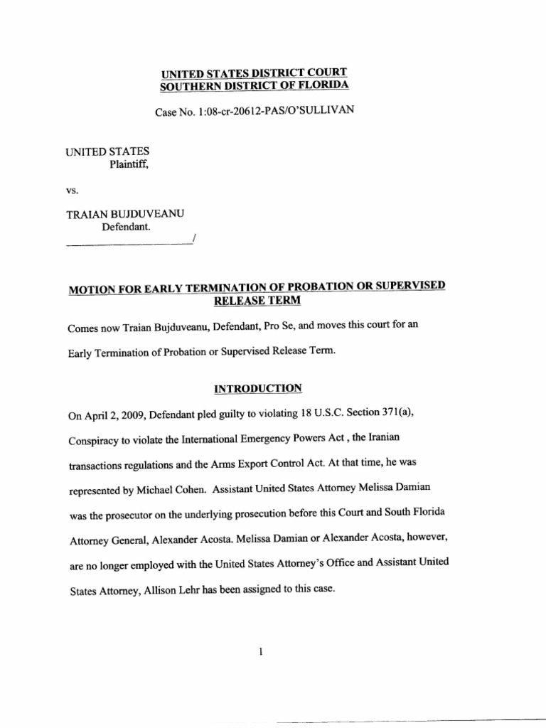 Motion For Early Termination of Probation or Supervised Release Term | PDF