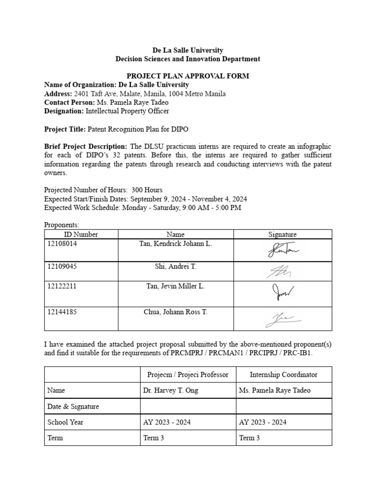 DIPO Patent Infographic Project Plan | PDF | Project Management | Patent