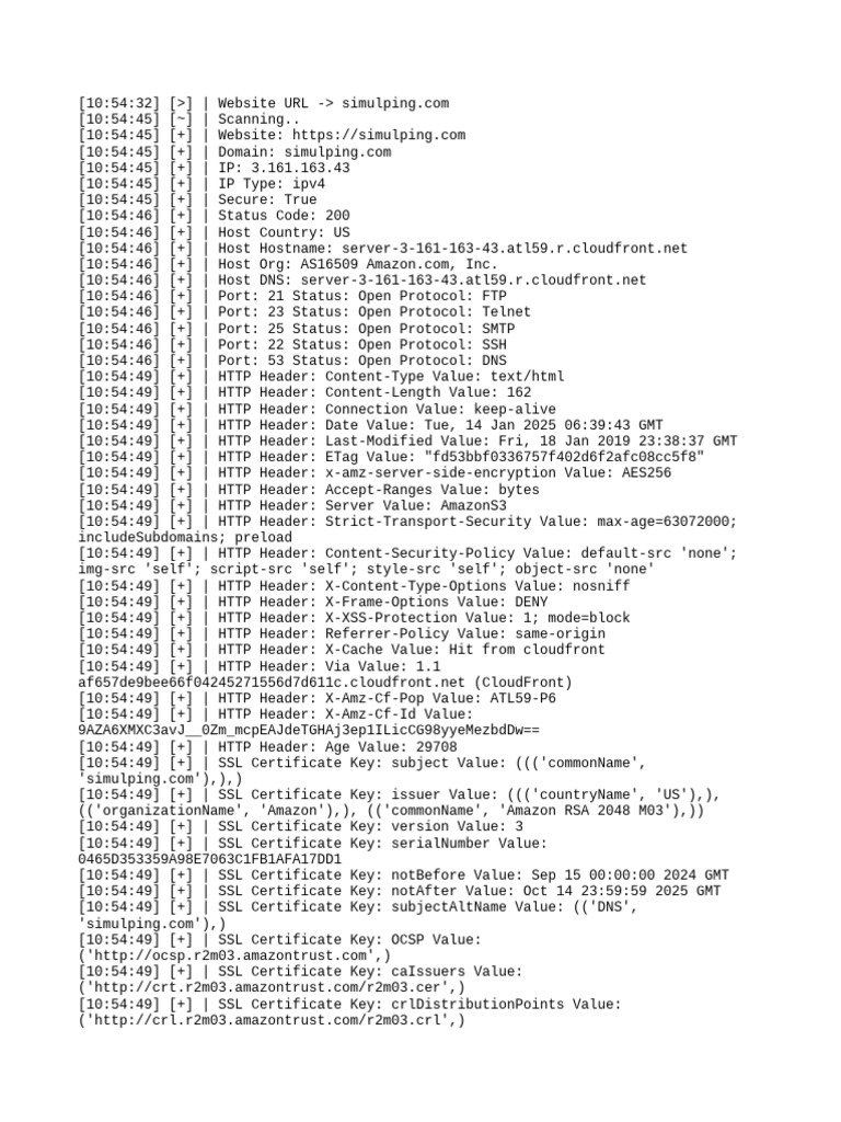 Simulping.com Website Security Scan | PDF | Port (Computer Networking ...