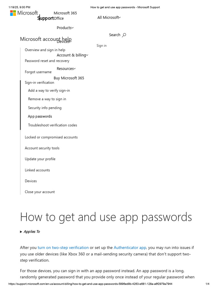 How to get and use app passwords microsoft support pdf mobile app