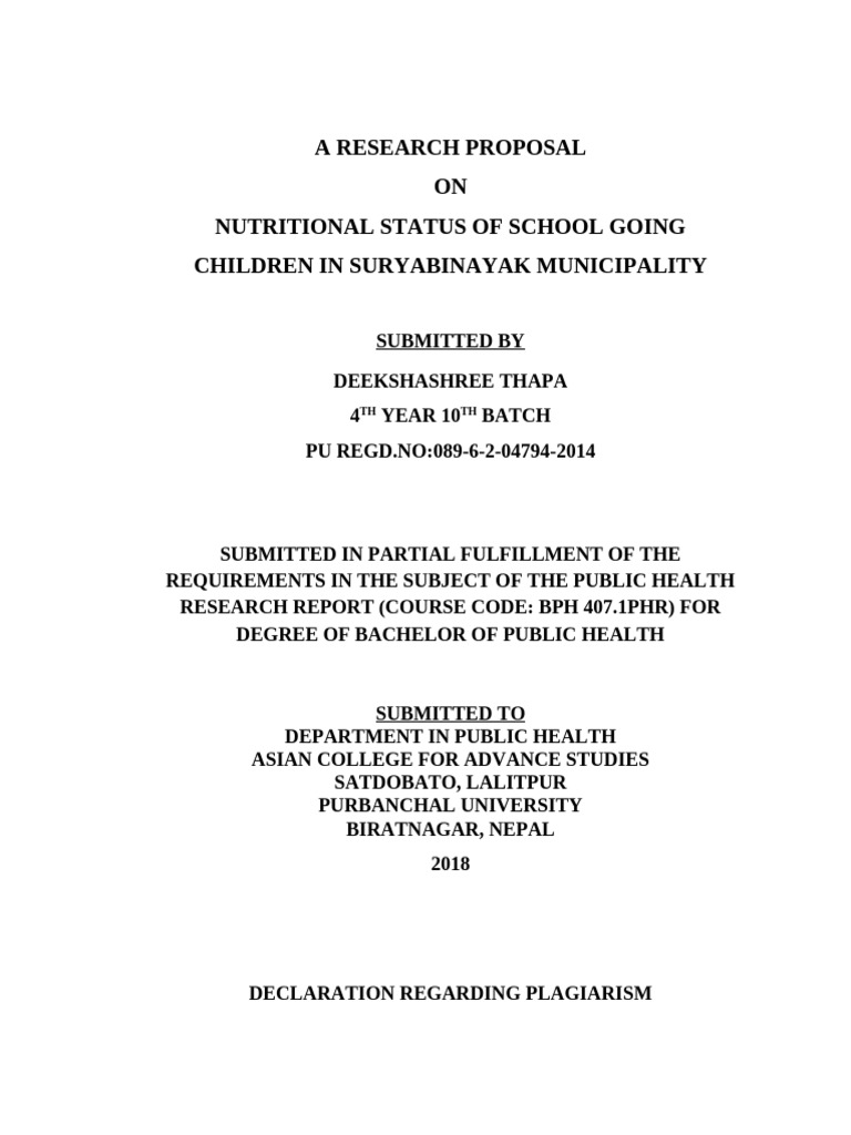 Nutritional Status of Children in Suryabinayak | PDF | Malnutrition ...