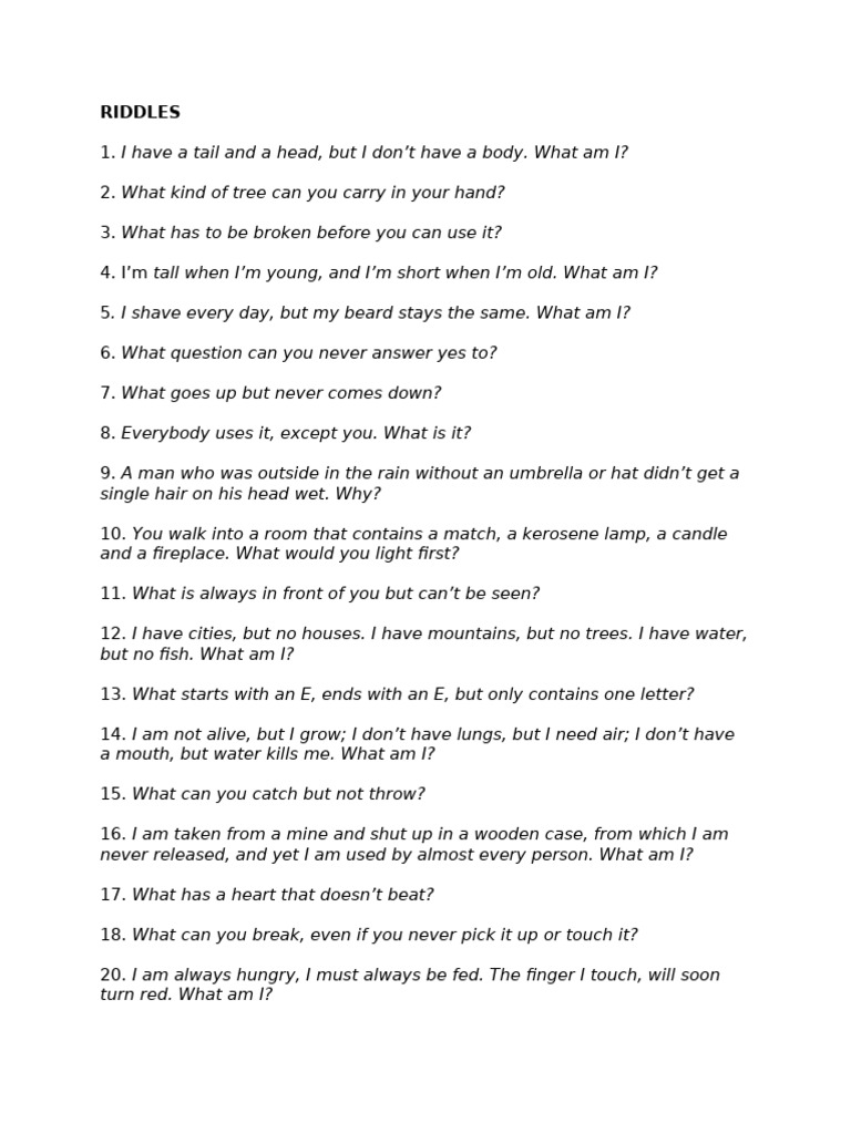 Engaging Riddles and Puzzles | PDF