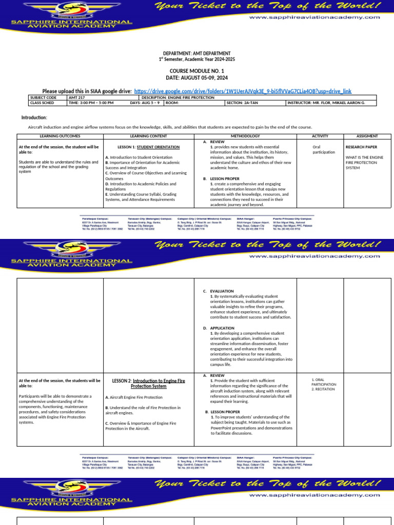 Amt 217 1st Week Course Module | PDF | Learning | Smoke