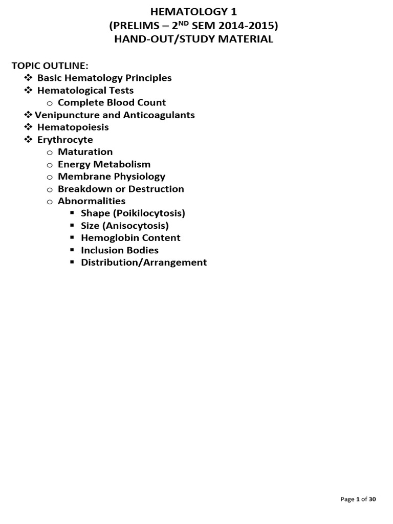 Essential Hematology Study Guide | PDF | Staining | Red Blood Cell