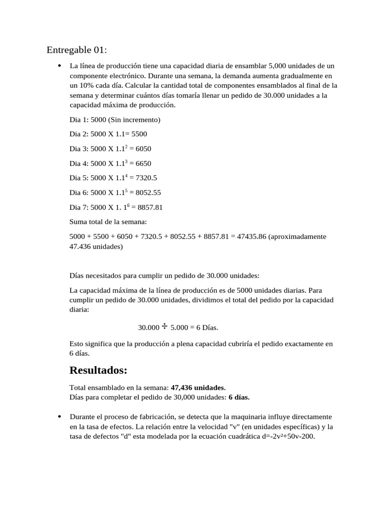Producción y Defectos en Línea Electrónica | PDF | Matemáticas