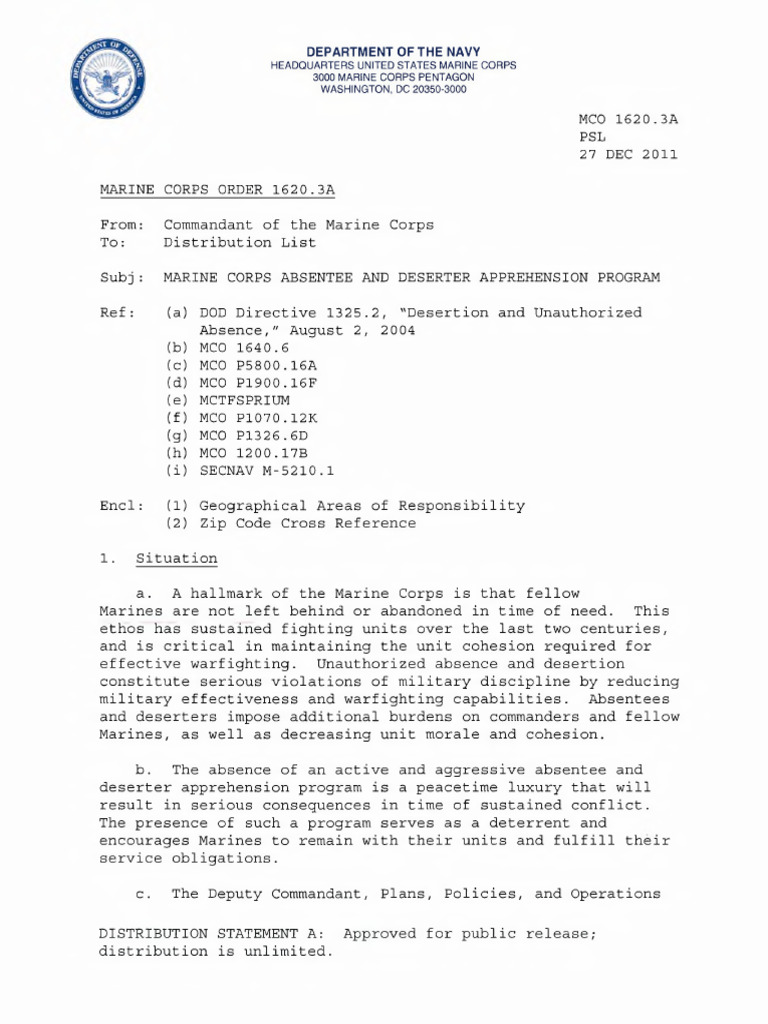 Marine Corps Absentee Apprehension Program | PDF | United States Marine ...