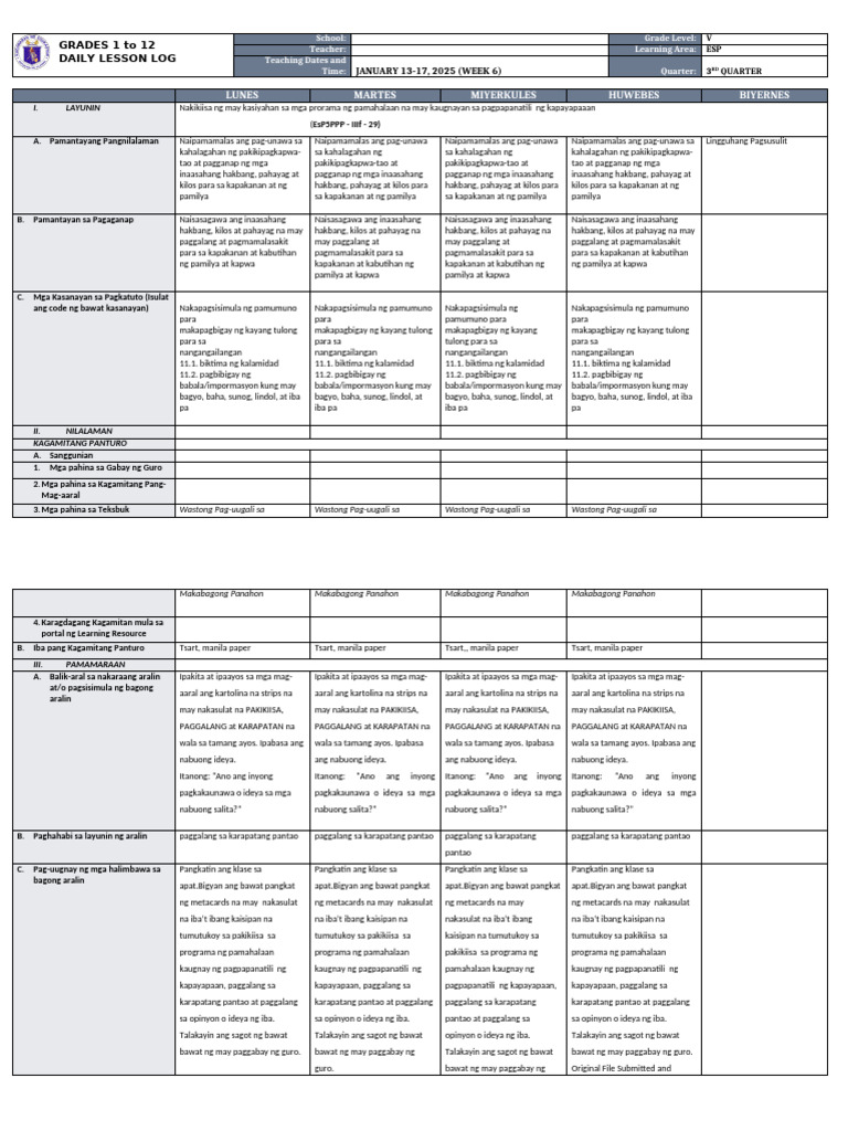 DLL - Esp 5 - Q3 - W6 | PDF