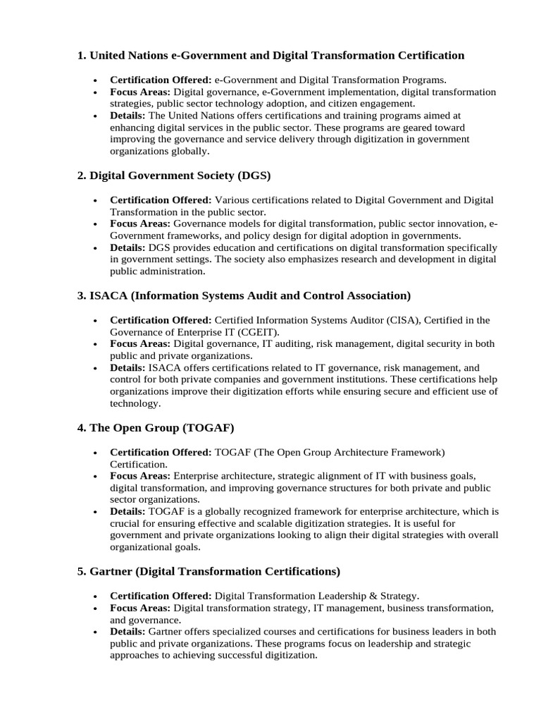 Digital Transformation Certifications Overview | PDF | Quality ...