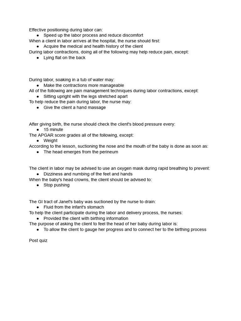 Labor Pain Management Techniques | PDF