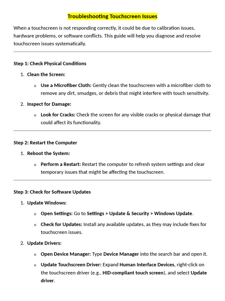 Troubleshooting Touchscreen Issues | PDF | Touchscreen | Antivirus Software