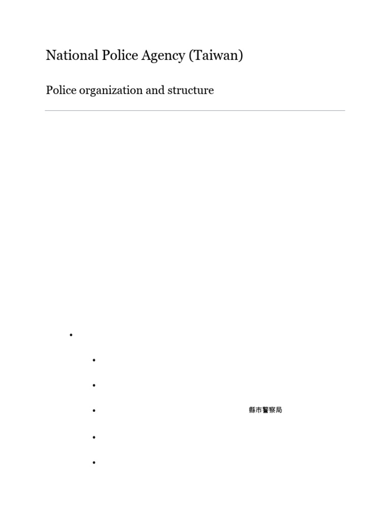 Taiwan - National Police Agency | PDF | Crime & Violence | Criminal Justice