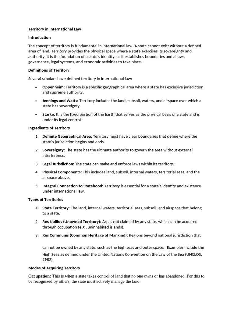 Understanding Territory in International Law | PDF | International Law ...