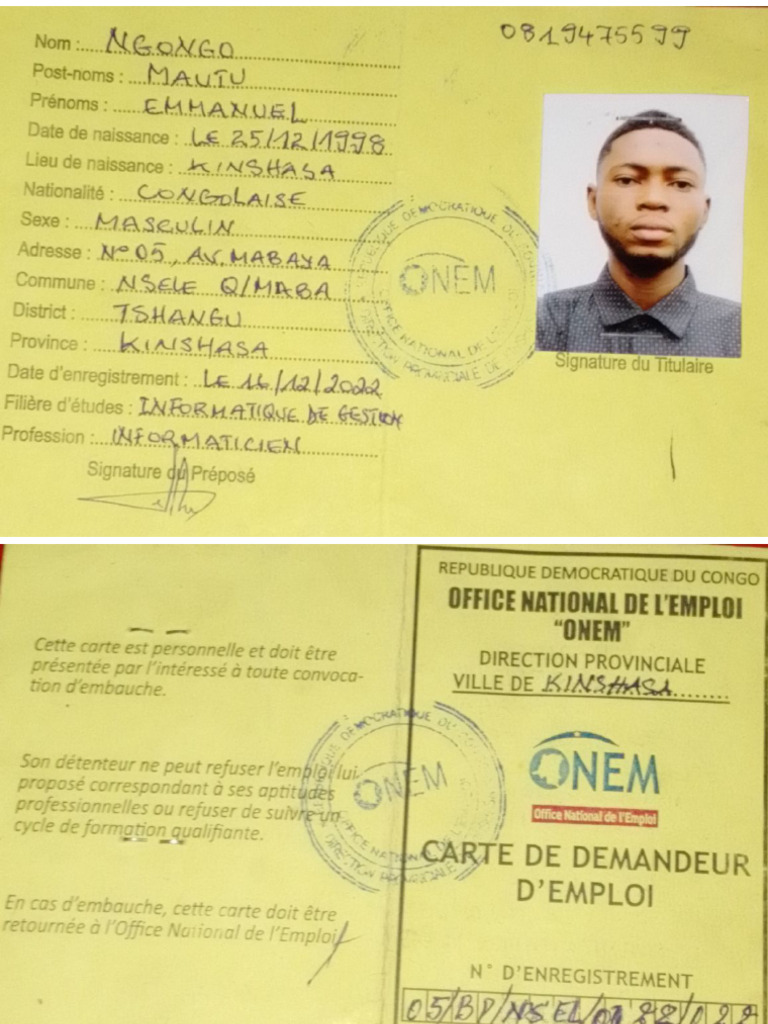 Carte ONEM | PDF