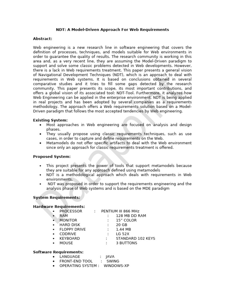 NDT Model for Web Requirements Engineering | PDF | Nondestructive ...