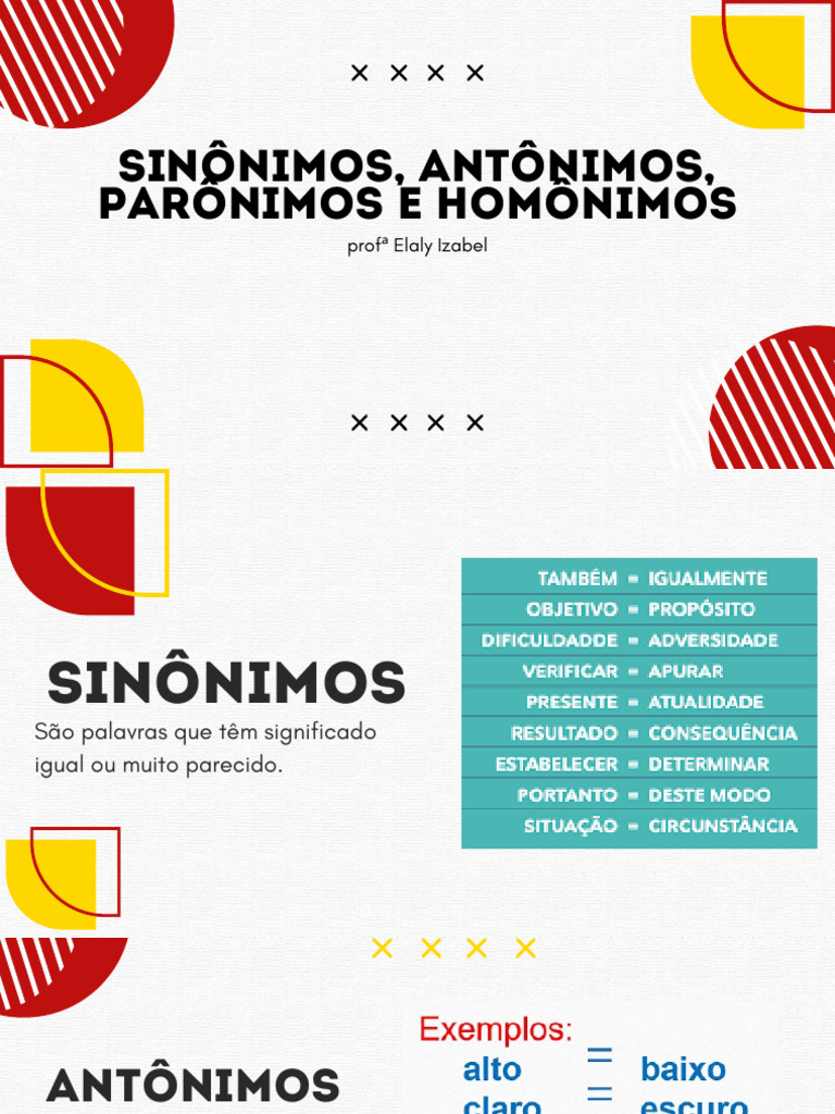 Sinônimos, Antônimos e Homônimos | PDF