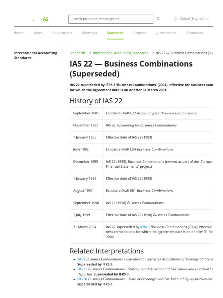 IAS 22: Business Combinations Overview | PDF | Goodwill (Accounting ...