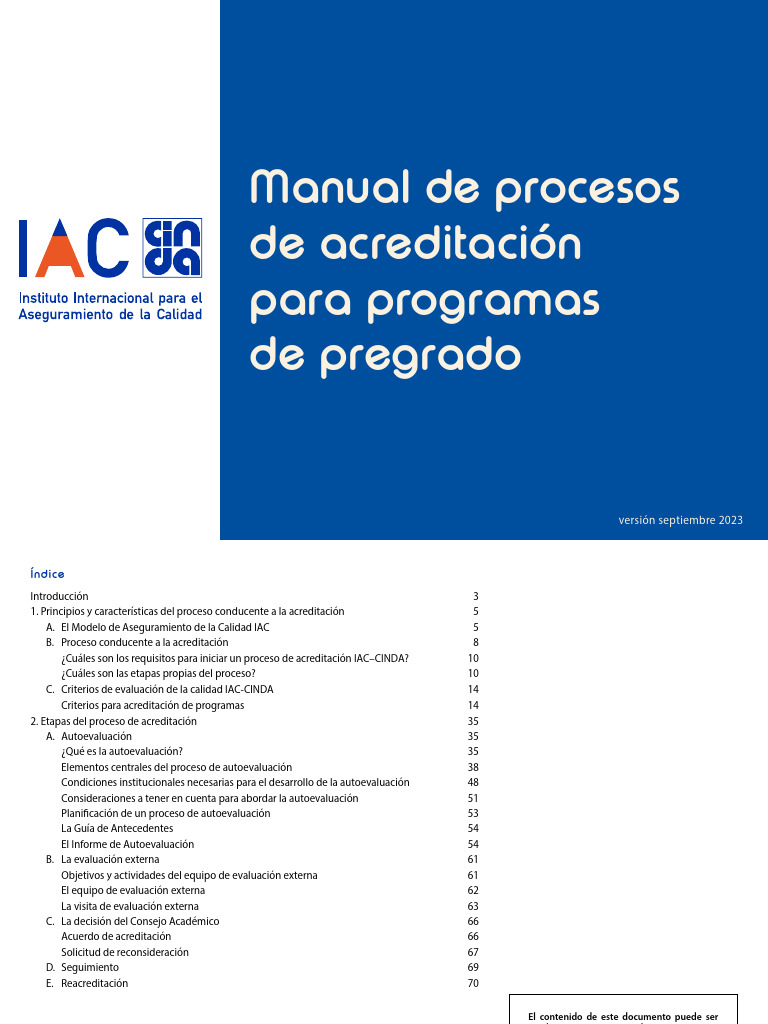Manual de Procesos de Acreditación para Programas de Pregrado IAC-CINDA ...