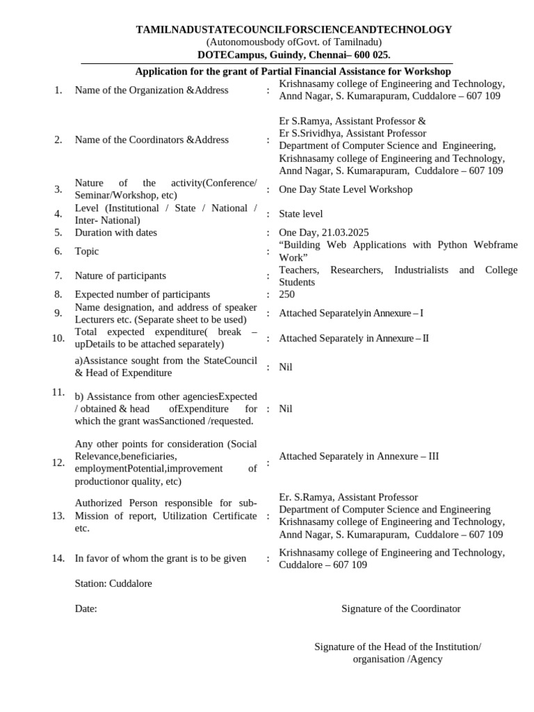 Grant Application for Python Workshop | PDF | Science | Engineering