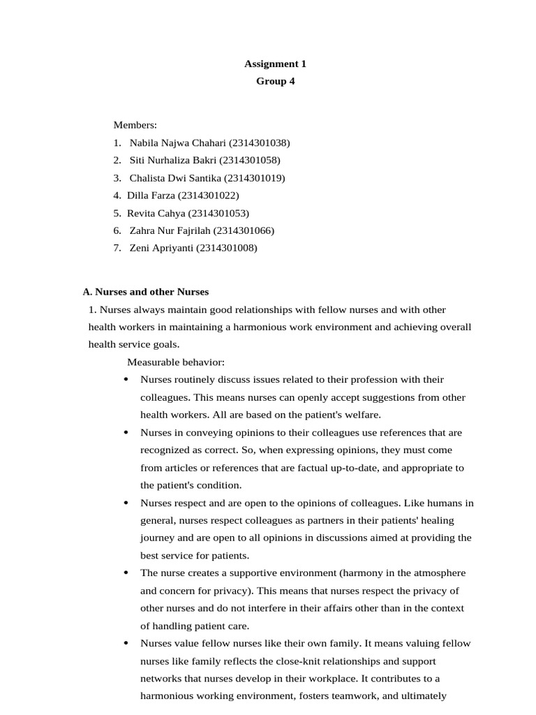 Assignment 1 | PDF | Nursing | Behavior