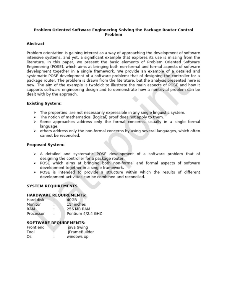POSE for Package Router Control Design | PDF