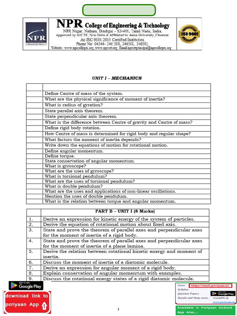 Engineering Physics Mechanics Overview | PDF | Waves | Electromagnetic ...