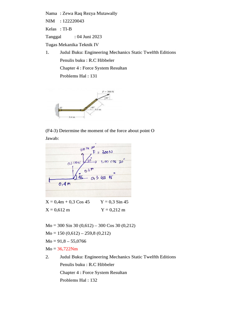 Engineering Mechanics Static Solutions | PDF