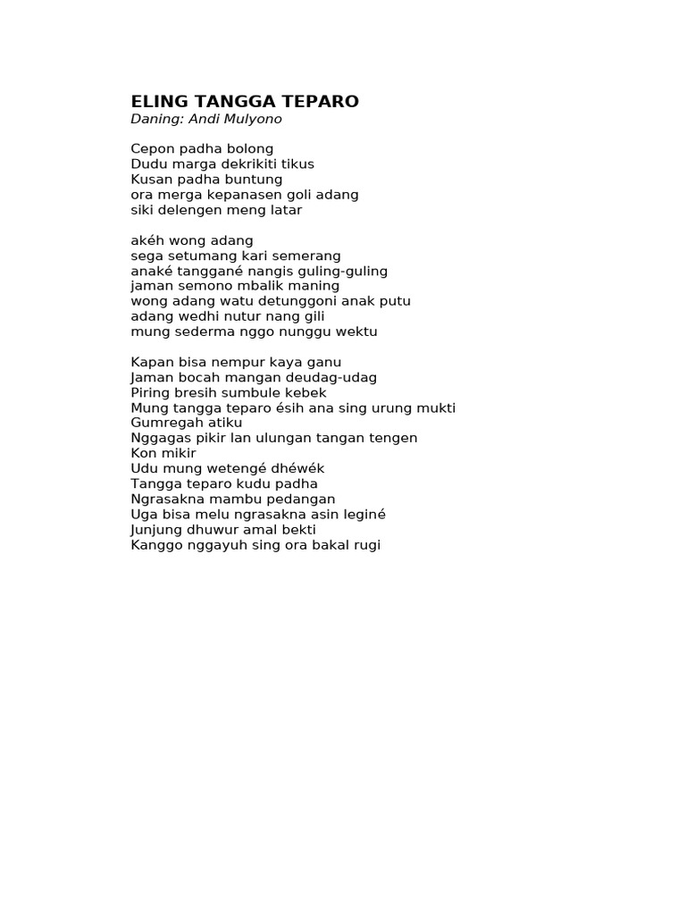 Eling Tangga Teparo | PDF