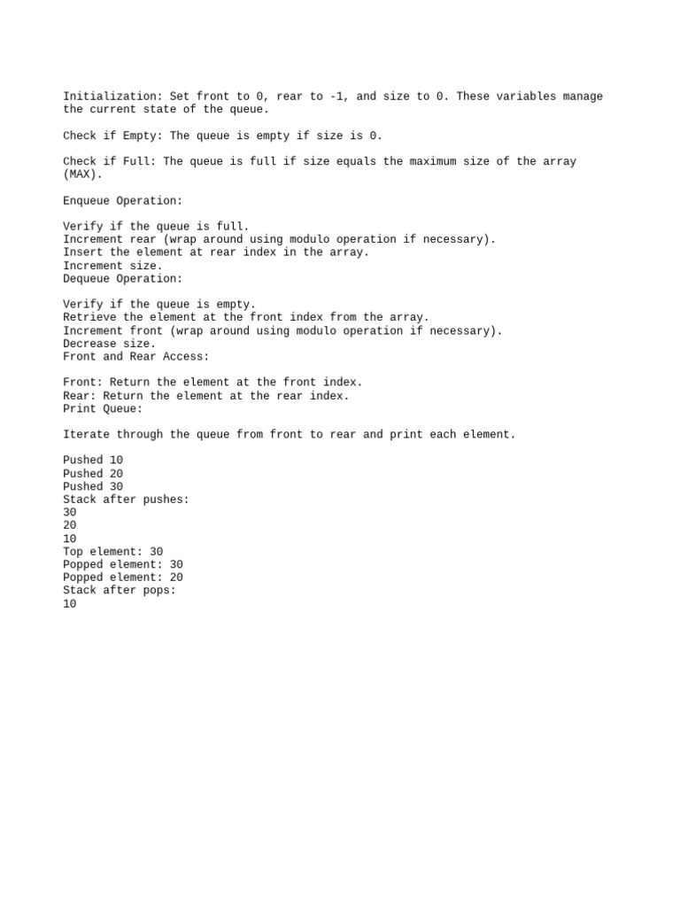 Queue and Stack Operations Explained | PDF