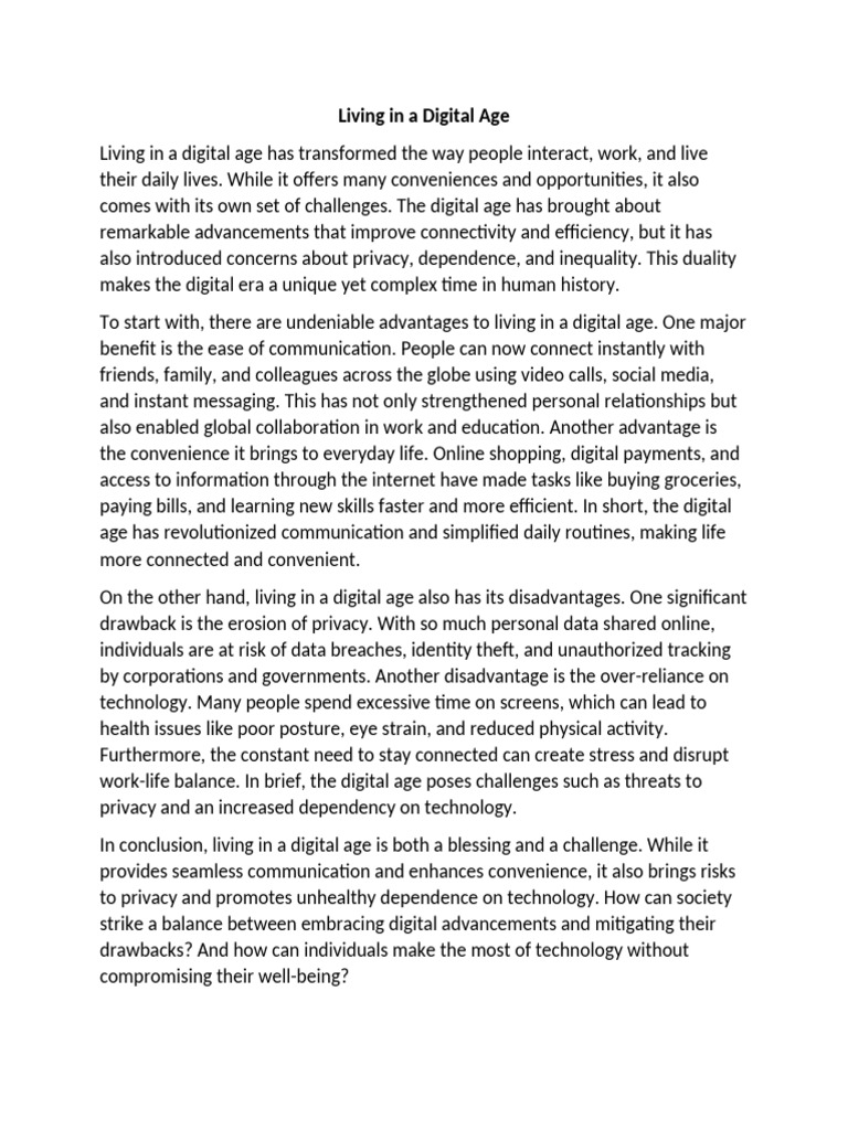 Navigating Life in the Digital Age | PDF
