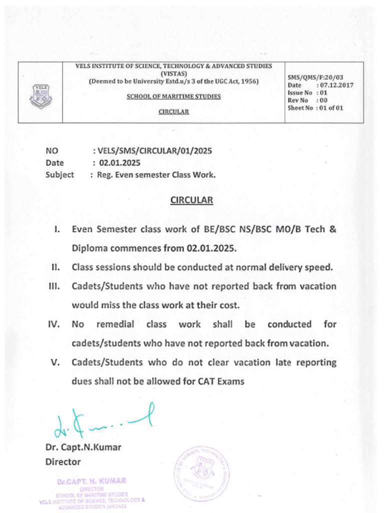Circular No. 01 (2025) | PDF