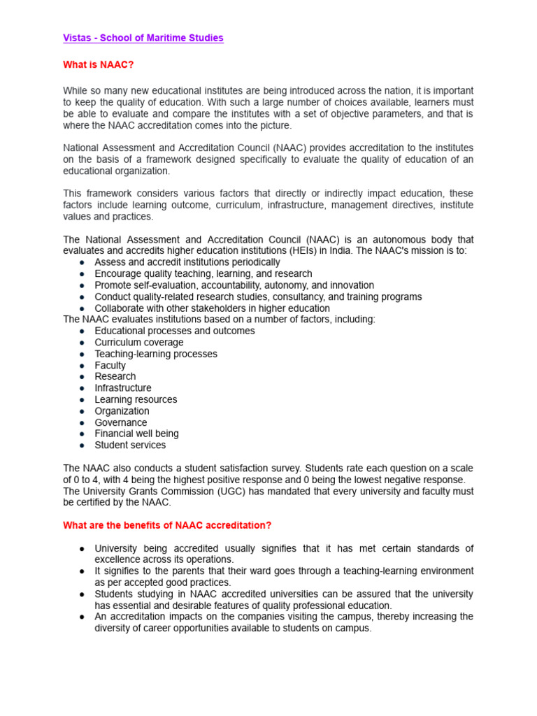 Understanding NAAC Accreditation Benefits | PDF | Evaluation | Learning