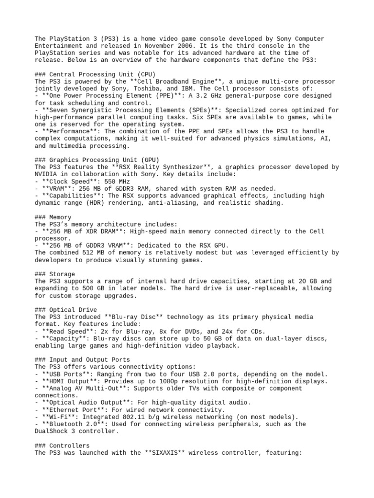 info about my favorite console | PDF | Play Station 3 | Play Station