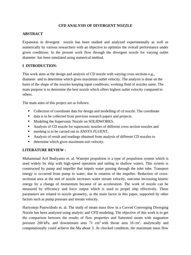 CFD Analysis of Divergent Nozzle Performance | PDF | Fluid Dynamics ...