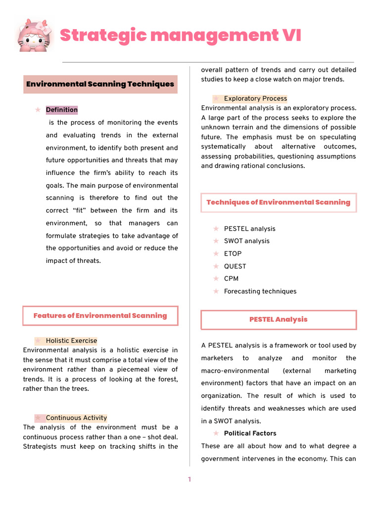 Environmental Scanning Techniques Guide | PDF | Swot Analysis | Forecasting
