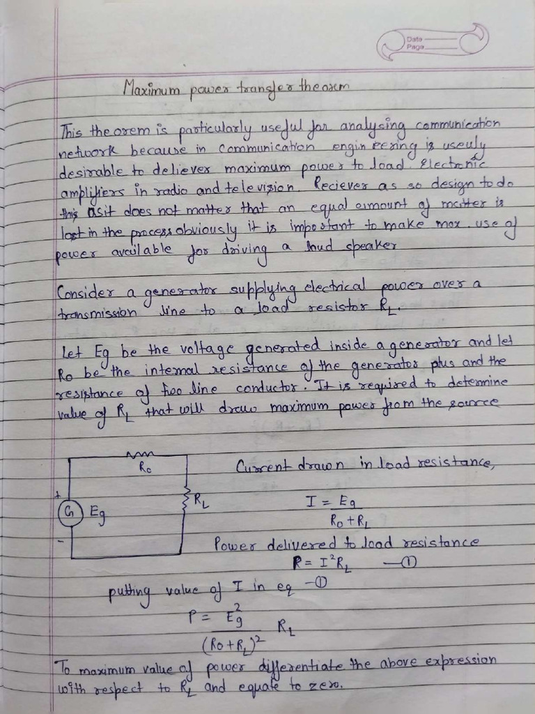 Maximum Power Transfer Theorem Pdf
