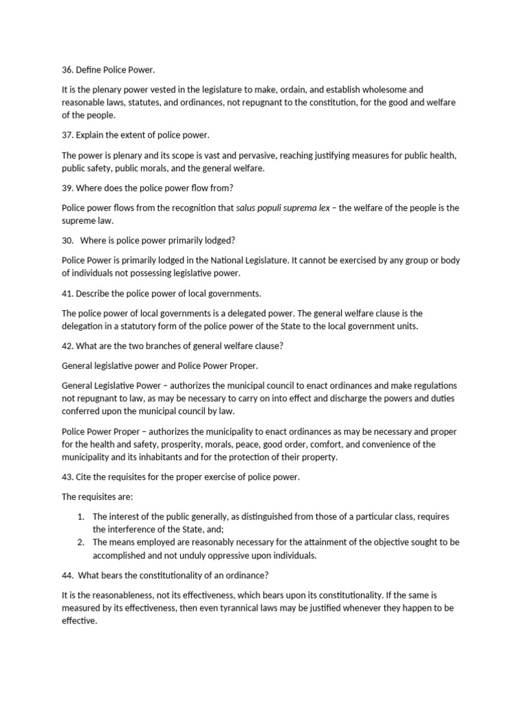 LGC Q&a | PDF | Police Power (United States Constitutional Law ...