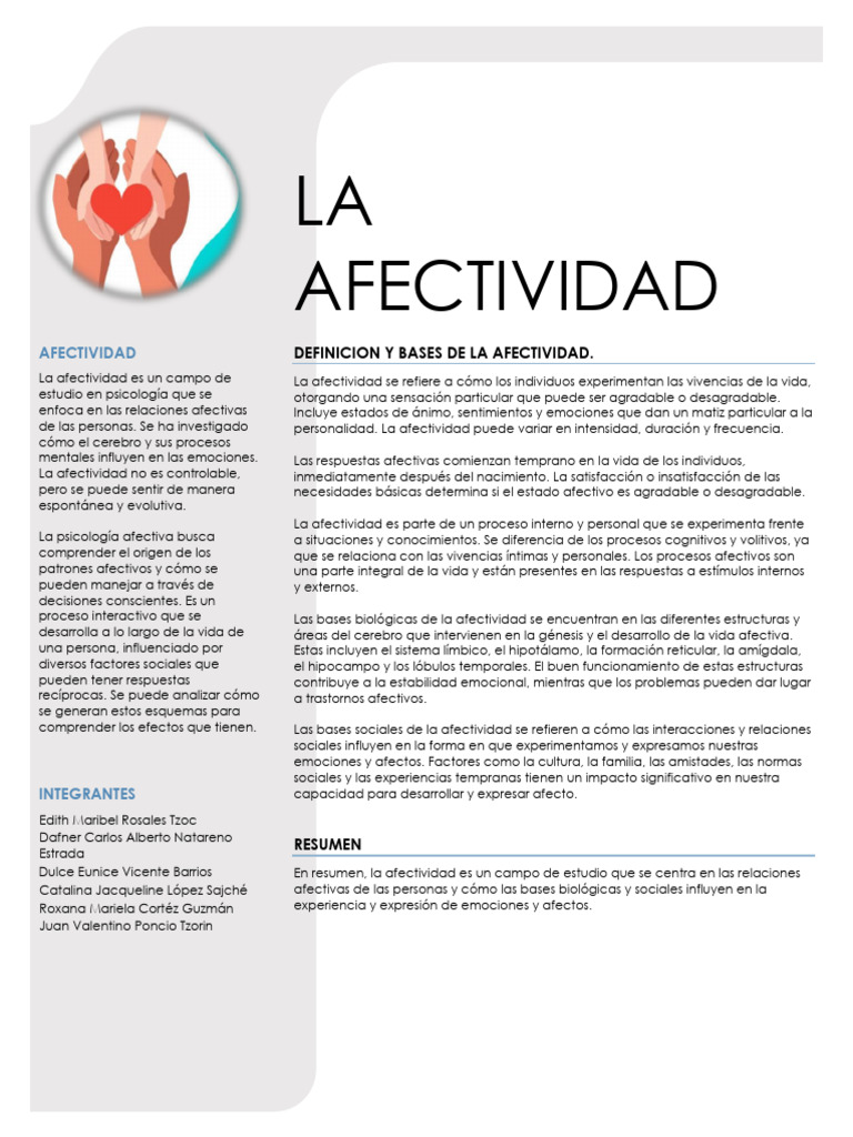 Afectividad en Psicología: Definición y Bases | PDF | Las emociones ...
