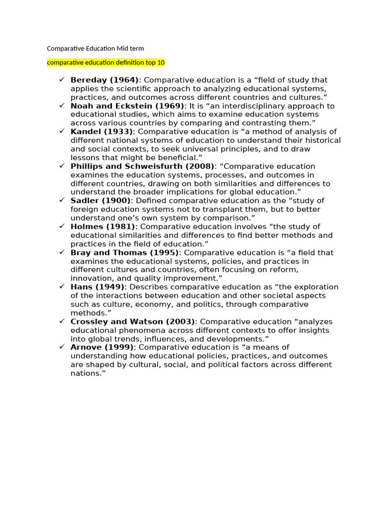 Comparative Education: Methods Overview | PDF | Quantitative Research ...