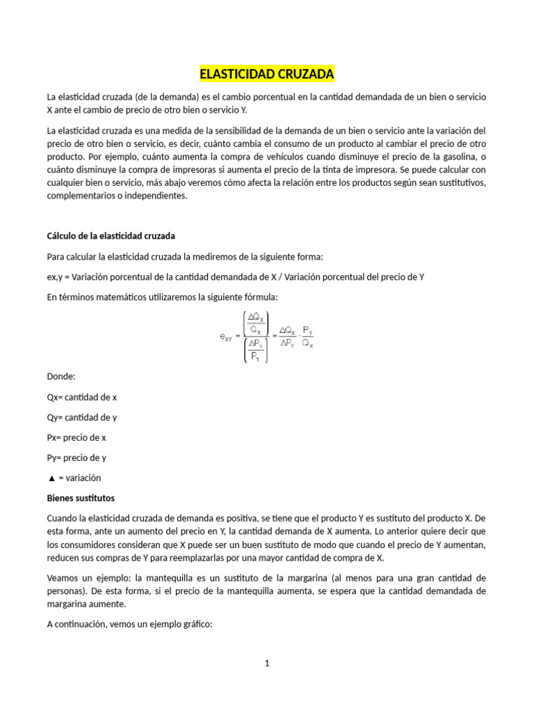 Elasticidad Cruzada de la Demanda | PDF | Elasticidad (economía ...