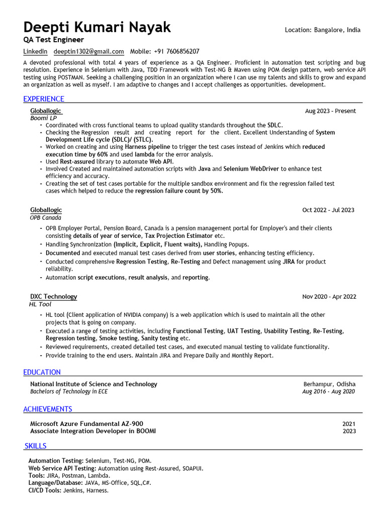 QA Test Engineer Deepti Kumari Nayak | PDF | Selenium (Software) | Web ...